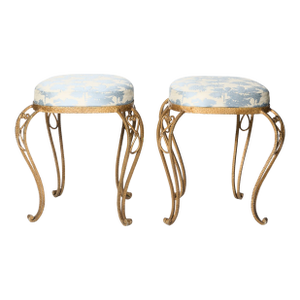 Vintage Brass Stools in the Style of Pier Luigi Colli - Set of 2