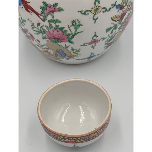 Chinese Chinese Export Famille Rose Oriental Gilt Porcelain Lidded Ginger Jar Tea Caddie For Sale - Image 3 of 11