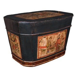 Vintage Decorative Robe Box, Oriental, Linen Storage, Wash Basket, Art Deco For Sale