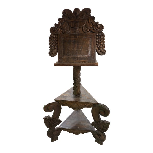 1970s Spanish Colonial Style Hand Carved Book Stand For Sale