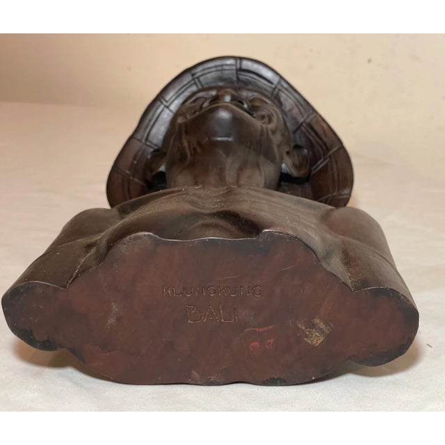 1930s Hand Carved Wooden Balinese Elder Old Man Bust Sculpture Statue Bust For Sale - Image 10 of 13