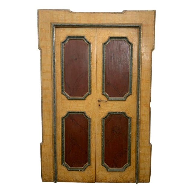 Polychrome Lacquered Portal and Door, 18th Century, Set of 4 For Sale