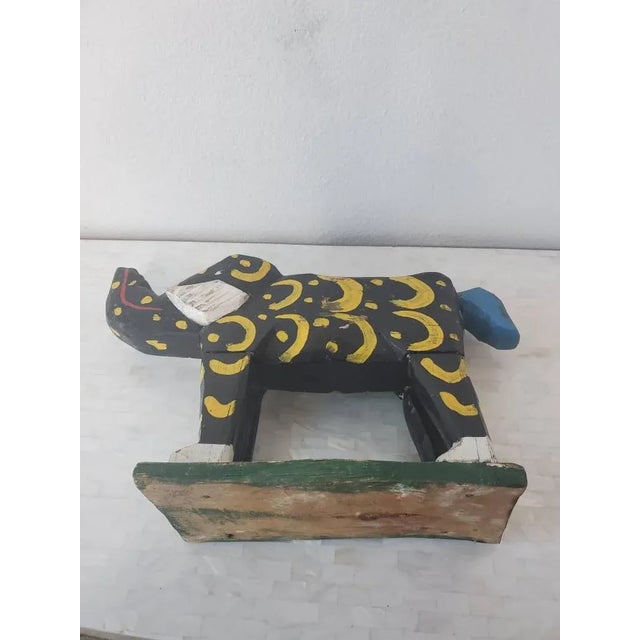 Vintage Guatemalan Hand Carved & Painted Elephant For Sale - Image 10 of 11