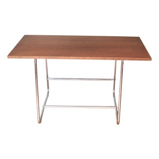 German Bauhaus Desk in Oak with Tubular Steel Base, 1930s For Sale