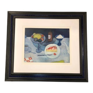 Vintage Original Lithograph Signed & Numbered Still Life W/Pie For Sale