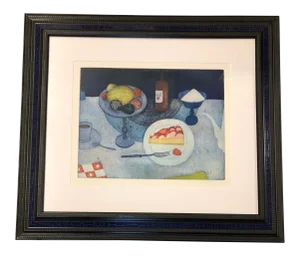 Vintage Original Lithograph Signed & Numbered Still Life W/Pie