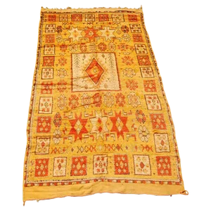 Moroccan Vintage Tribal Safran Organic Wool Rug