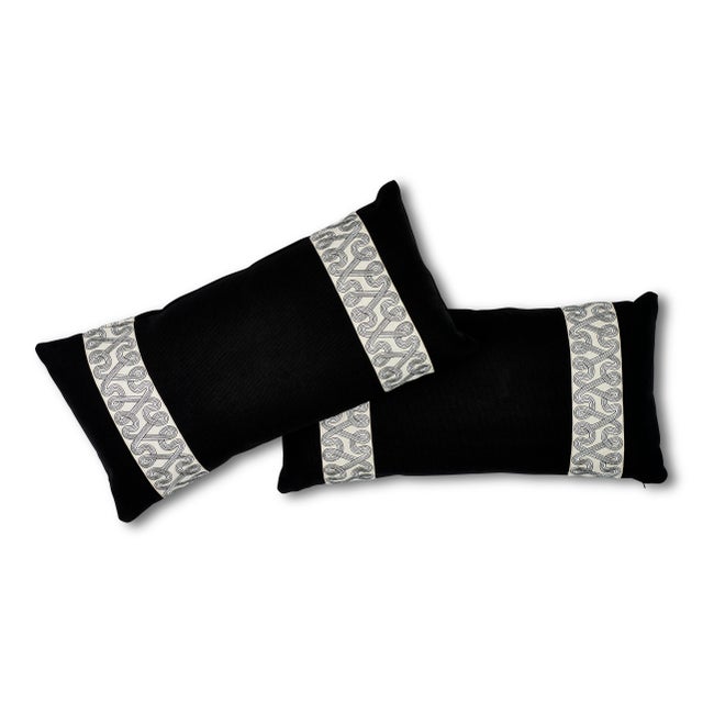 This 12" x 24" pillow features Freeform Tape in Graphite. A whirling, twirling linear design beautifully embroidered on a...