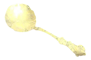 Early 20th Century Paye & Baker Floral Pansy Gilt Sterling Silver Nut or Confection Spoon