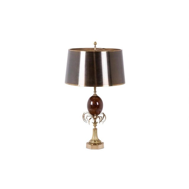 Vintage Egg Lamp in Fractal Resin and Bronze from Maison Charles, 1970 For Sale - Image 9 of 9