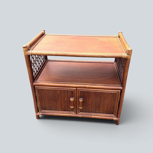 Vintage Bamboo and Rattan Media Cabinet, 1970s For Sale - Image 4 of 9