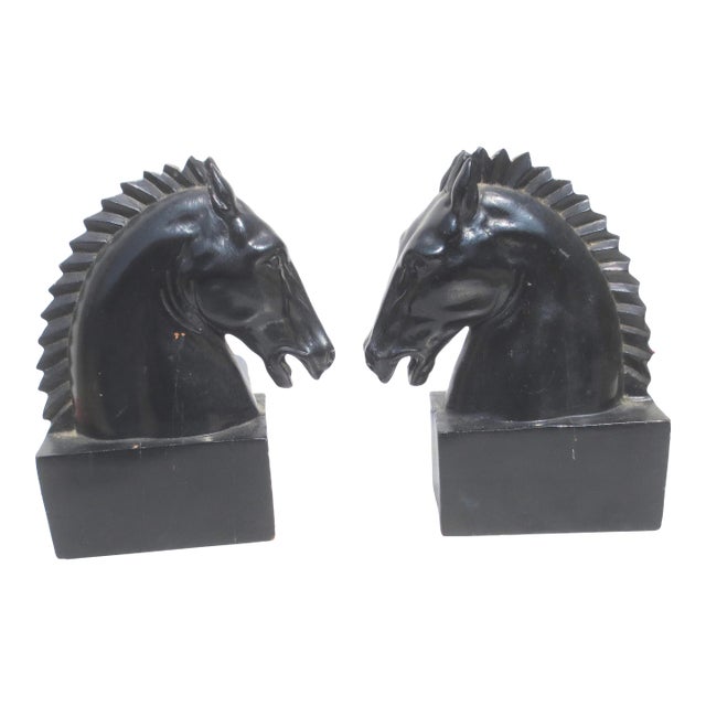 MCM Wooden Horsehead Bookends - A Pair of 2 For Sale