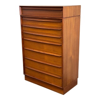 Mid Century Danish Teak Highboy Dresser - Svend A. Madsen for Falster Mobelfabrik 1960s For Sale