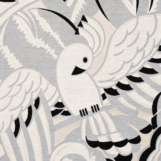 Schumacher SAMPLE - Schumacher Parrots Moderne Fabric In Dove For Sale - Image 4 of 4