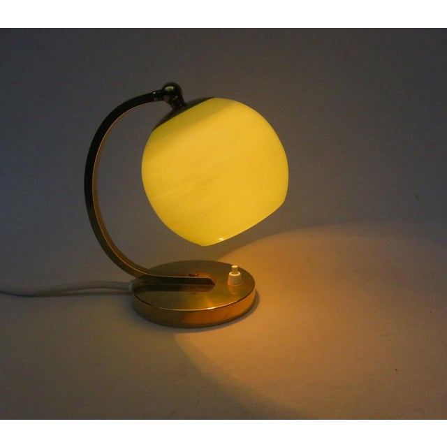 Gold Art Deco Bedside Lamp in Brass with Green Cased Glass Shade, 1920s For Sale - Image 8 of 15
