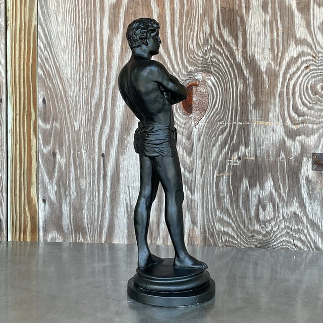 Vintage Boho Plaster Statue of Man For Sale - Image 9 of 11