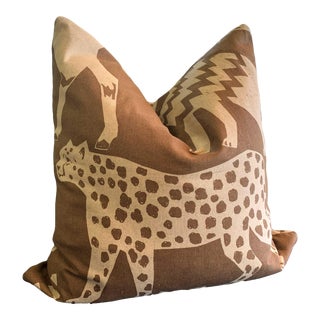 Contemporary Brown Jungle Print Accent Pillow For Sale