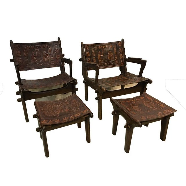 Angel I. Pazmino Lounge Chair and Ottoman Set by Angel I. Pazmino for Muebles de Estilo, 1960s, Set of 4 For Sale - Image 4 of 13