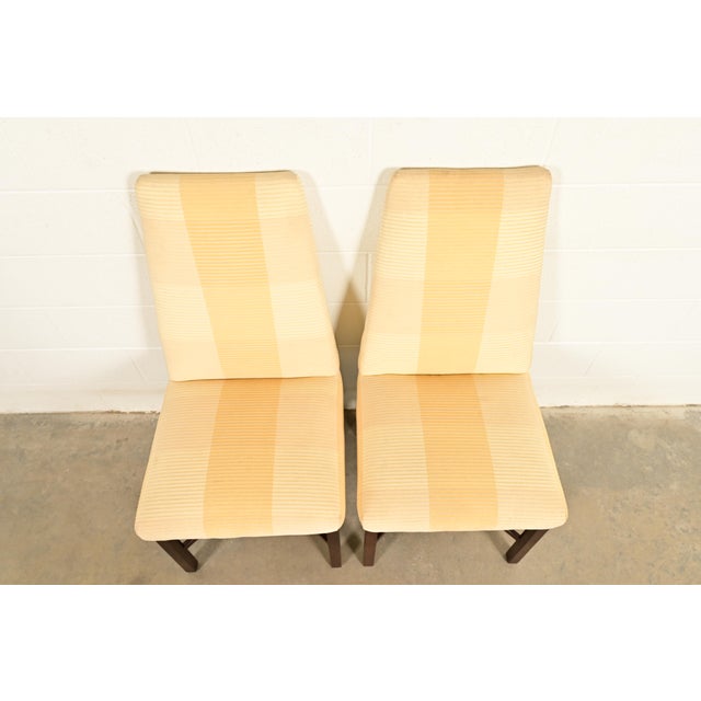 1960s Edward Wormley for Dunbar Mid-Century Modern Walnut X-Base High Back Side Chairs or Dining Chairs, Pair For Sale - Image 5 of 13