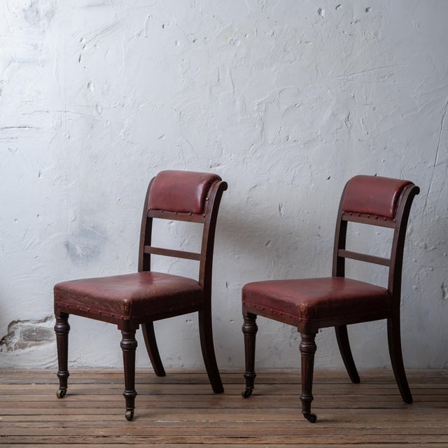 English William Smee Leather Library Chairs, London, 1880 For Sale - Image 3 of 14