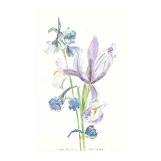 1983 Myriam Cahn Iris Floral Watercolor For Sale
