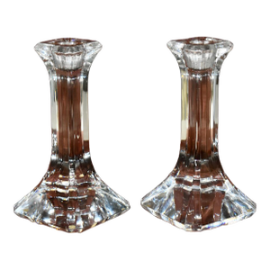 Vintage Pair of Orrefors Crystal Candle Stick Holders