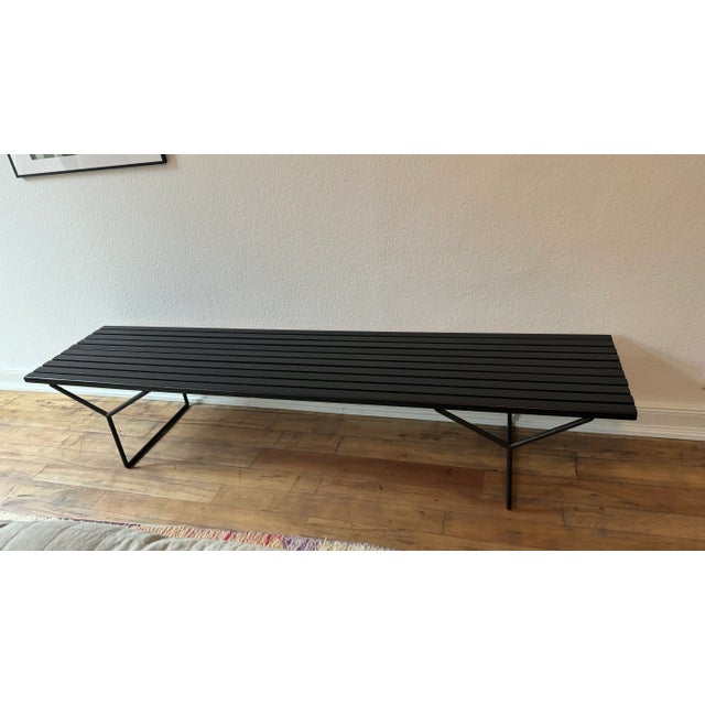 Vintage Black Model 400 Bench attributed to Harry Bertoia for Knoll International For Sale - Image 11 of 13