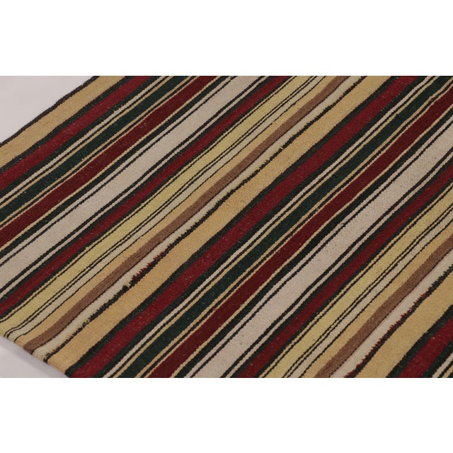 Tribal Vintage Persian Kilim, Cream Yellow and Burgundy Stripes - Rug & Kilim For Sale - Image 3 of 8
