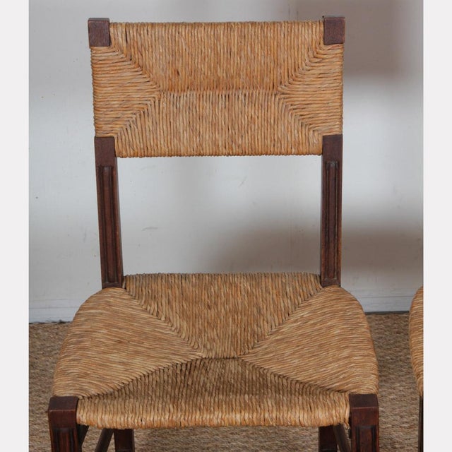 Vintage French Oak Straw-Seated Chairs, 1950, Set of 6 For Sale - Image 6 of 12