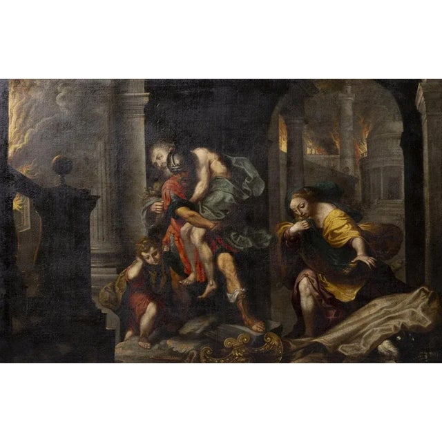 Federico Barocci after Willem Van Mieris, Aeneas Flees from Burning Troy, Oil on Canvas, Framed For Sale - Image 5 of 6
