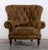 American Oversized Sherrill Tufted Scroll Arm Barrel Back Lounge Chair With Turned Legs & Brass Caps, Made in Usa Late 20th Century For Sale - Image 3 of 6