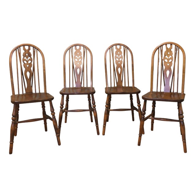 Country Kitchen Wheel Back Dining Chairs, 1960, Set of 4 For Sale