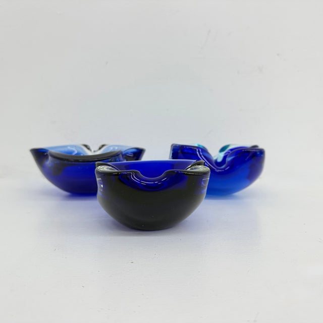 Glass Mid-Century Blue Murano Glass Bowls, 1970s, Set of 6 For Sale - Image 7 of 18