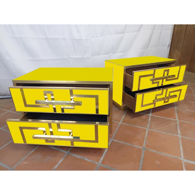 Nightstands with Yellow Murano Glass and Brass Legs from Justfurnituress SRL, 1950s, Set of 2 For Sale - Image 4 of 6