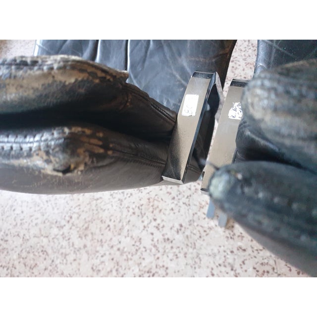 Chairs in Steel and Black Leather, 1970s, Set of 4 For Sale - Image 9 of 11