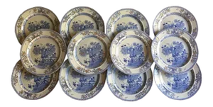 Antique Early 19th Century Mason's Patent Ironstone China Dinner Plates- Set of 12