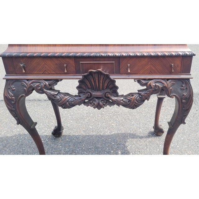 Stunning Rare 1920s Inlaid Carved Accent Cabinet For Sale - Image 12 of 18