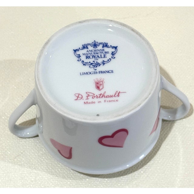 Late 20th Century D Porthault "Coeurs" Porcelain Coffee Pot, Creamer and Sugar Bowl For Sale - Image 5 of 12