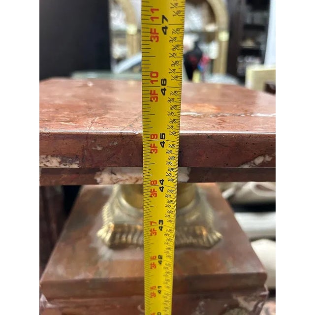 Red French Red Marble Pedestal – Sculptural Column With Bronze Ascents For Sale - Image 8 of 10