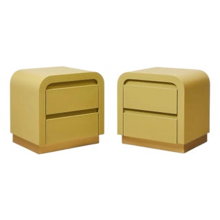 Mid 20th Century Yellow Sunshine Pair of Nightstands For Sale