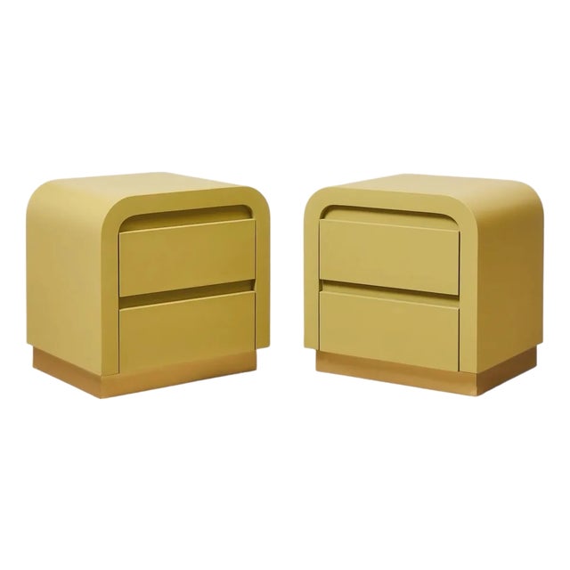 Mid 20th Century Yellow Sunshine Pair of Nightstands For Sale