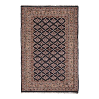 Vintage Bokhara Rug in Midnight Blue With Geometric Patterns - Rug & Kilim For Sale