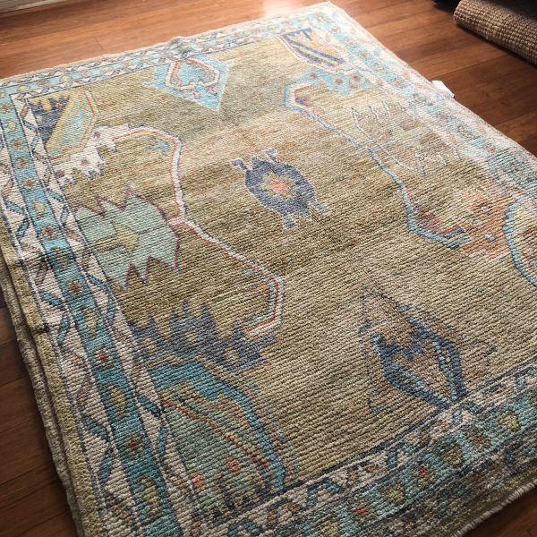2010s Contemporary Turkish Oushak Rug | 5'8" X 7'3" For Sale - Image 5 of 5