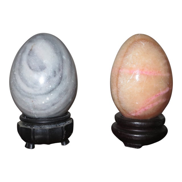 Marble Eggs With Stands - Set of Two - 1990s For Sale