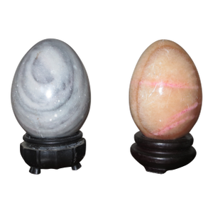 Marble Eggs With Stands - Set of Two - 1990s