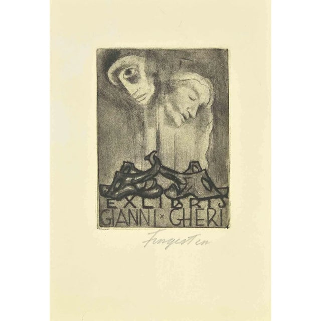 Michel Fingesten, Ex Libris Gianni Gheri, Etching, 1930s For Sale
