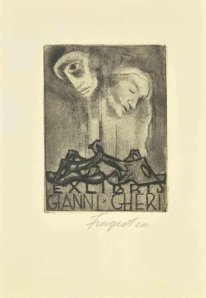 Michel Fingesten, Ex Libris Gianni Gheri, Etching, 1930s