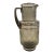 Mid Century Bar Pitcher, Smoky Glass with Etching and Silver For Sale