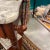 Antique French Wood Vanity/ Wash Stand With Pivoting Antiqued Mirror, Marble Top and Towel Bars For Sale - Image 9 of 12