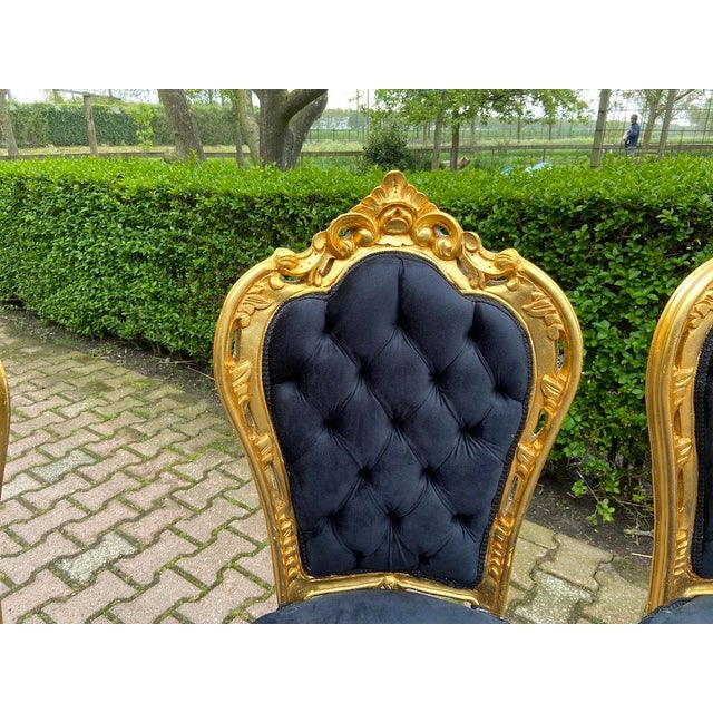 1970s Italian Artisan Baroque Gold Marble Dining Set-5 Pc For Sale - Image 9 of 16
